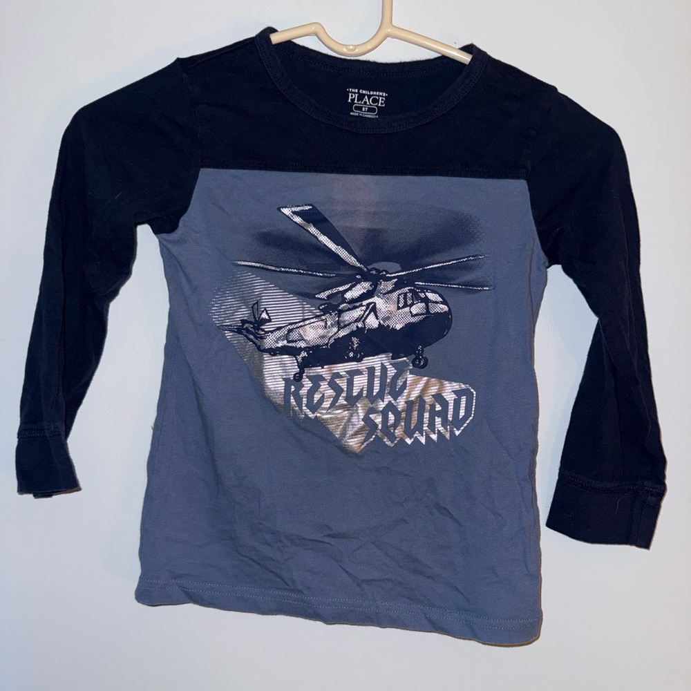 The Children's Place Blue and Black Helicopter Long Sleeve Tee